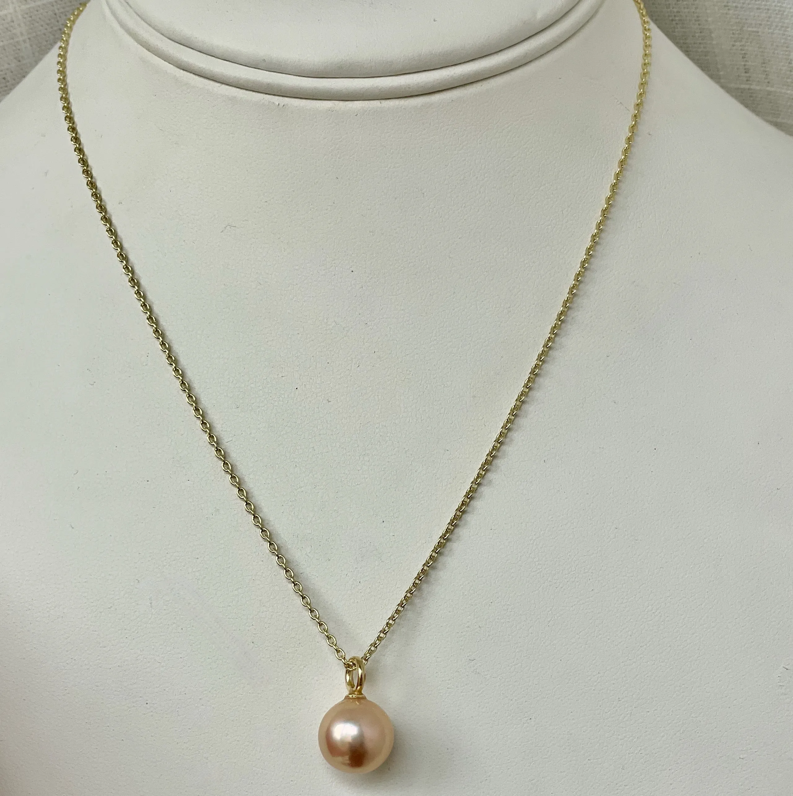 11mm metallic luster soft apricot color Japan Kasumi pearl pendant necklace