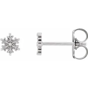 14k White Gold 5.1x4.5 mm Petite Snowflake Earrings