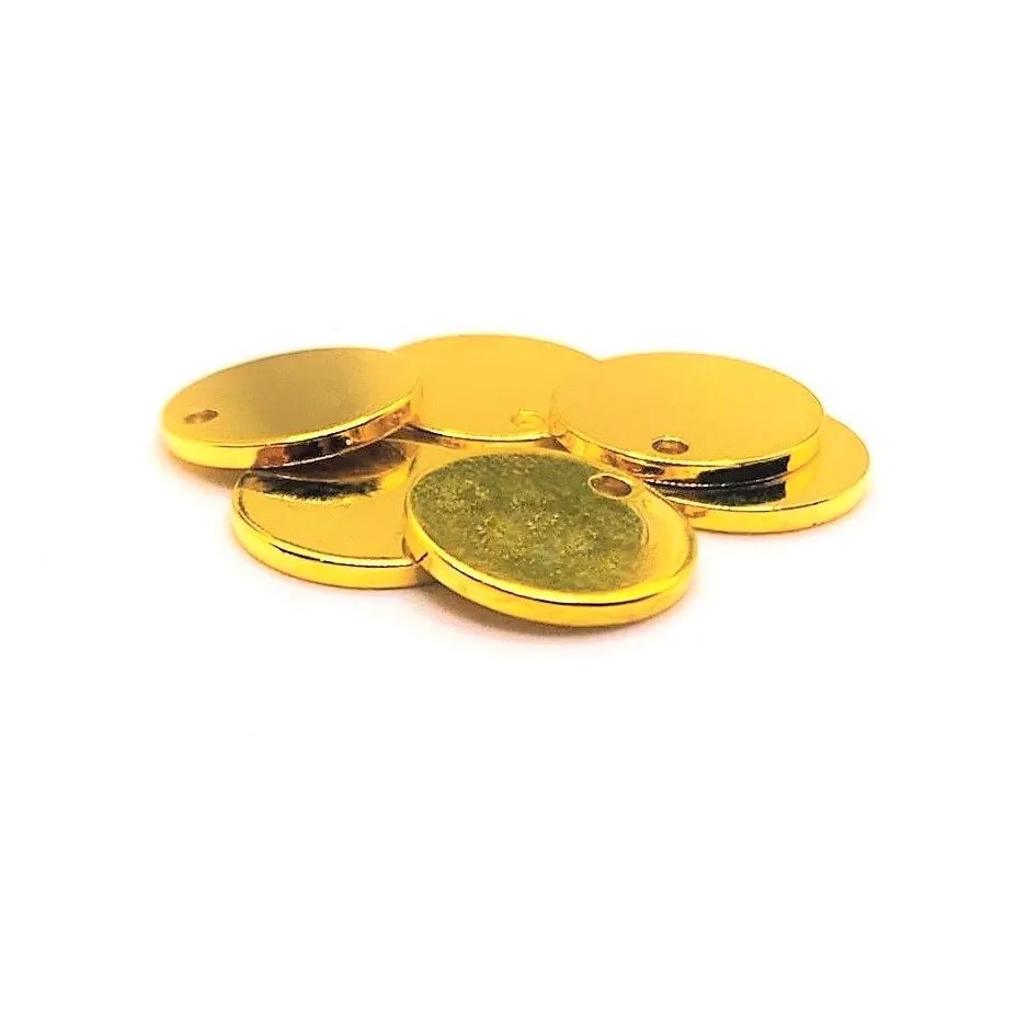 4, 20 or 50 Pieces: 10 mm, Gold Plated Stamping Tag Blanks