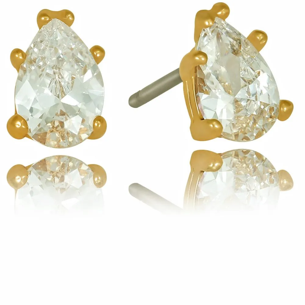 5mm Cubic Zirconia Teardrop Stud Earrings
