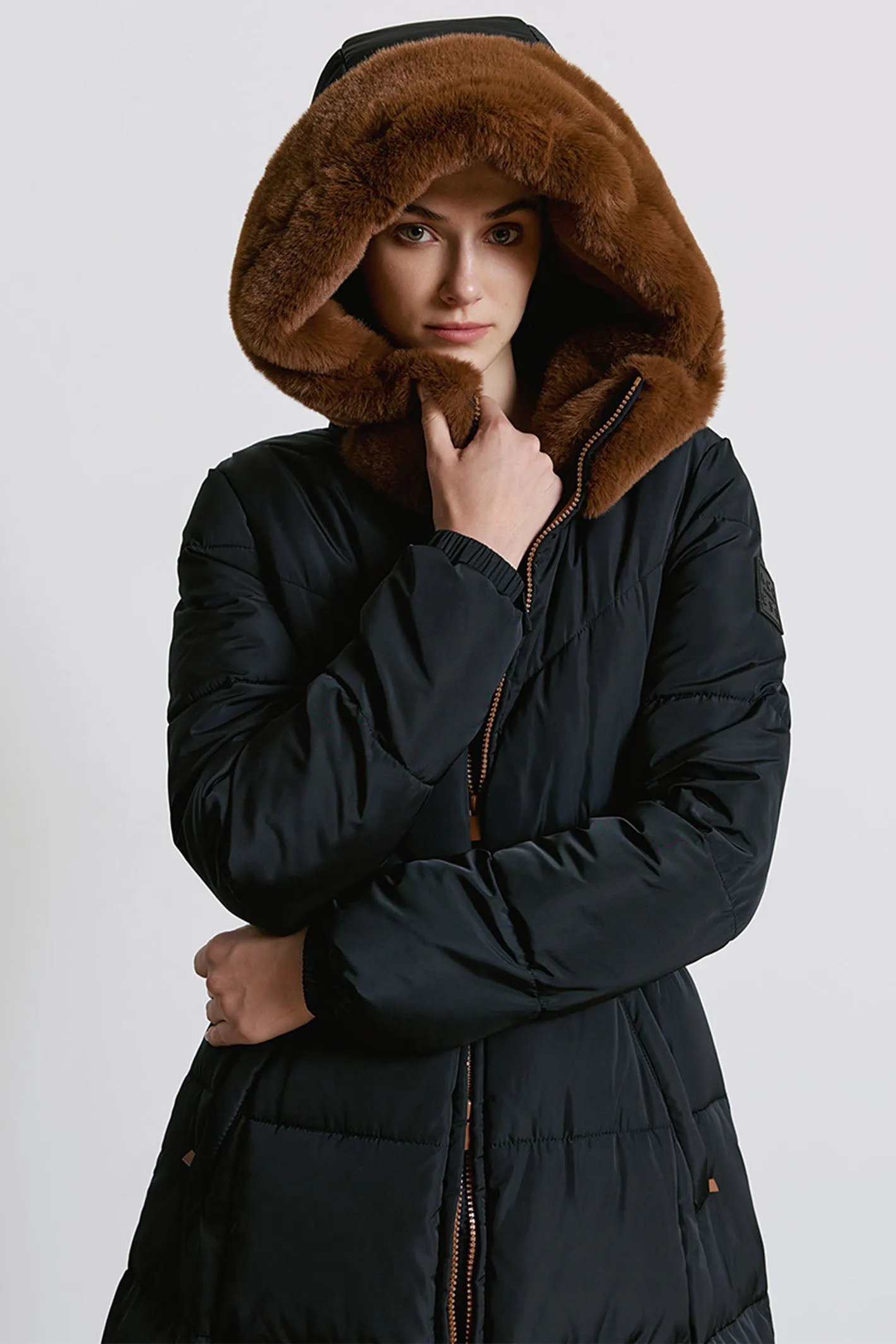 Access Fashion 9101 Black Longline Padded Coat