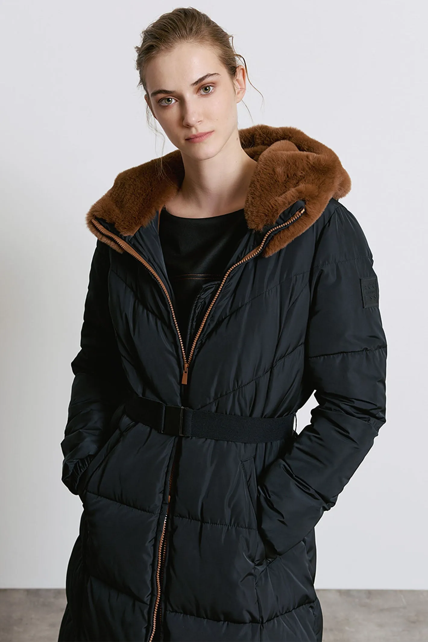 Access Fashion 9101 Black Longline Padded Coat