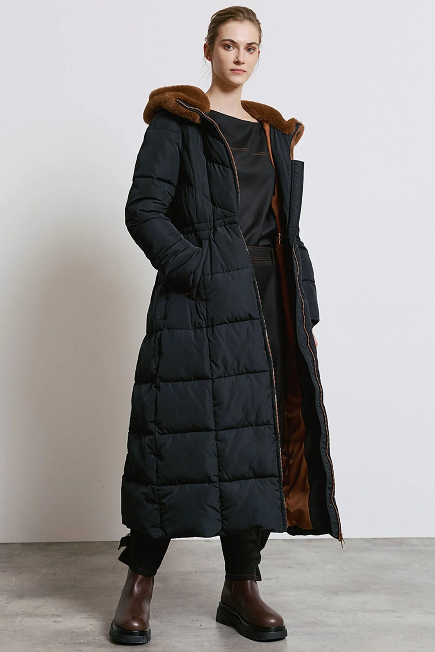 Access Fashion 9101 Black Longline Padded Coat