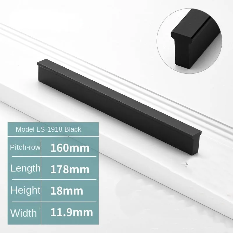 Aluminum Alloy Door Handle Modern Simple Black American Wardrobe and Cabinet T-Shaped Golden Cabinet Door Handle