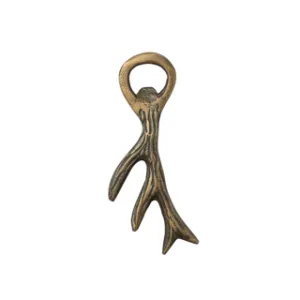 Aluminum Antler Bottle Opener, Antique Gold Finish