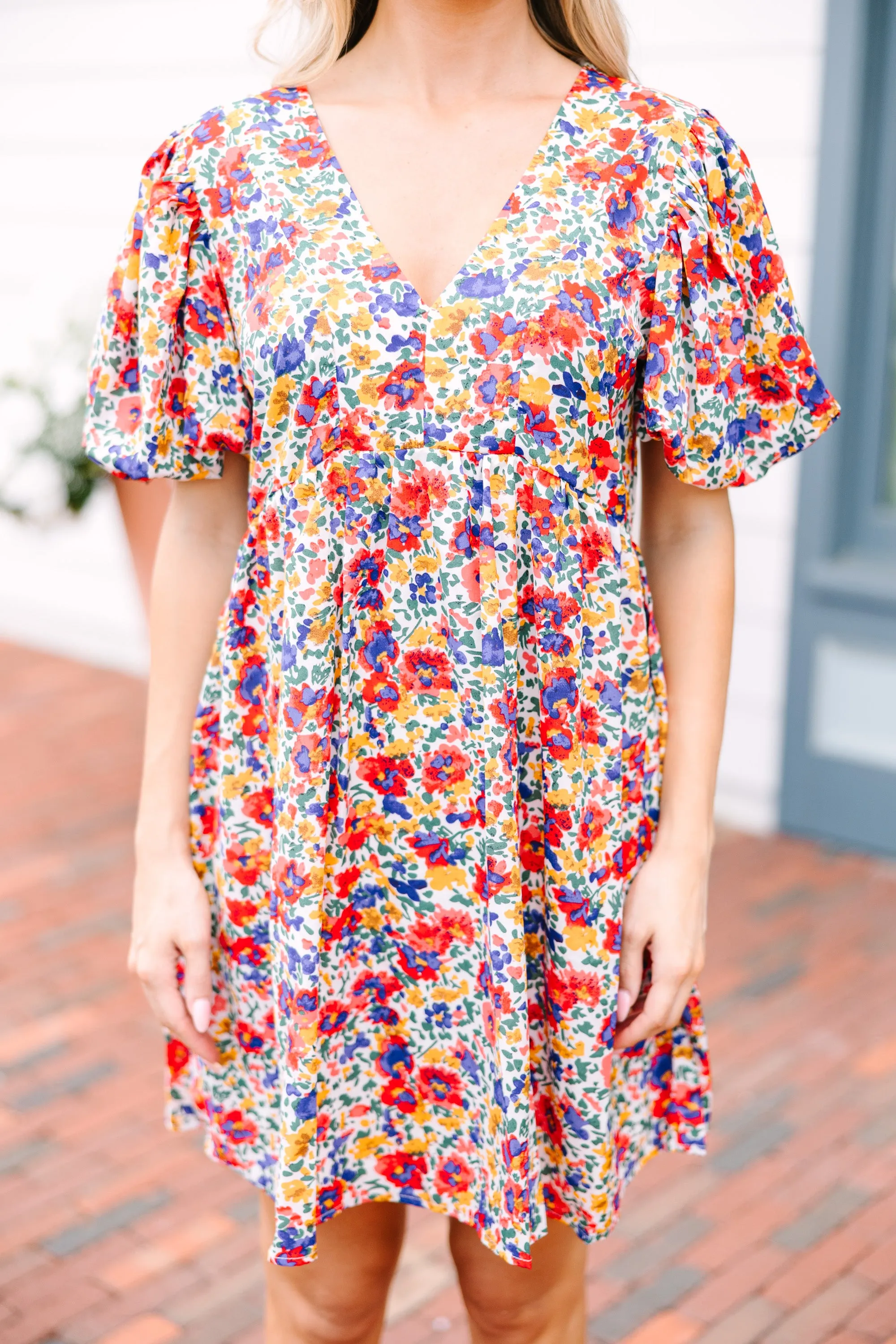 Be Yourself White Floral Babydoll Dress