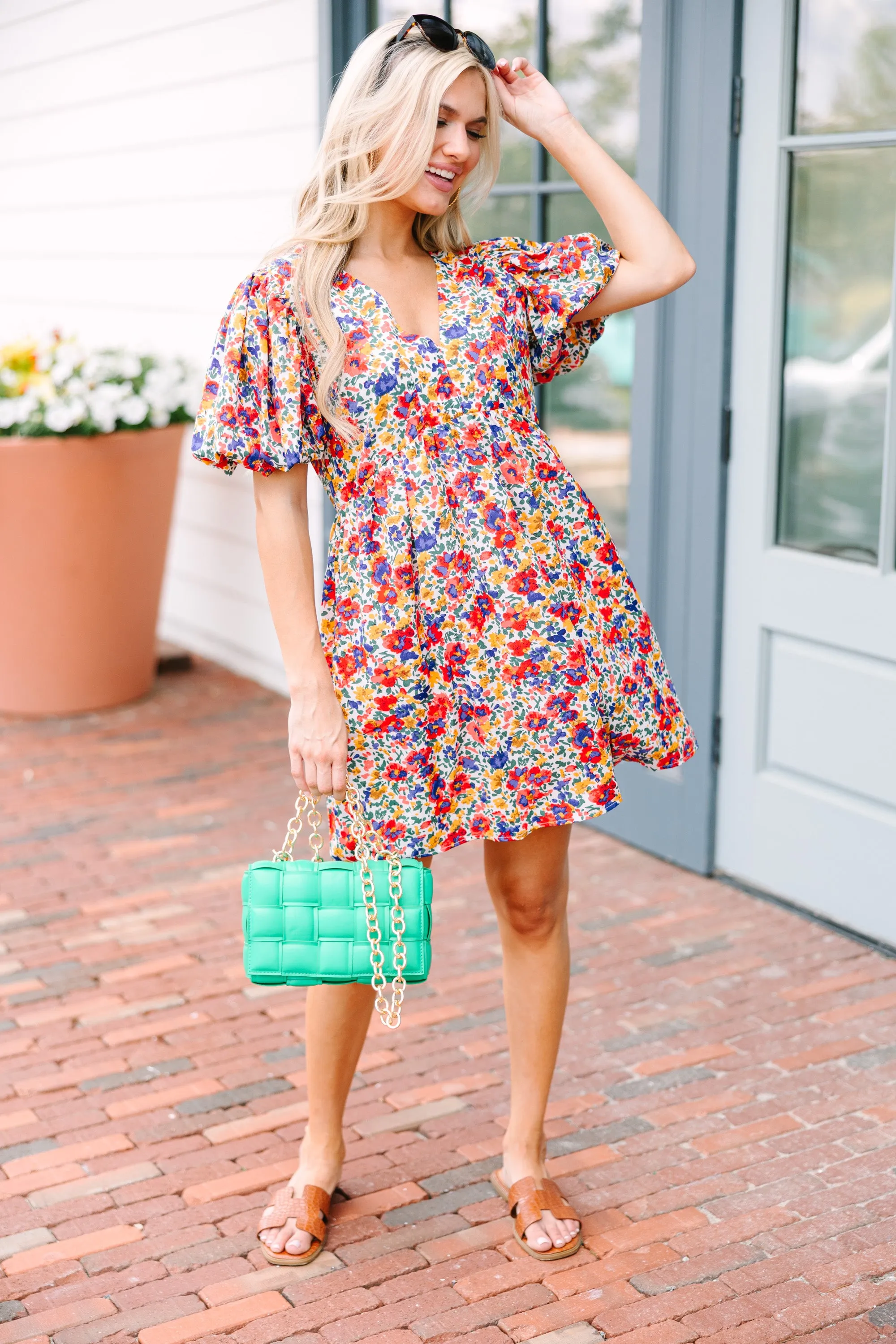 Be Yourself White Floral Babydoll Dress