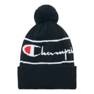 Big Logo Pon Pon Beanie Black