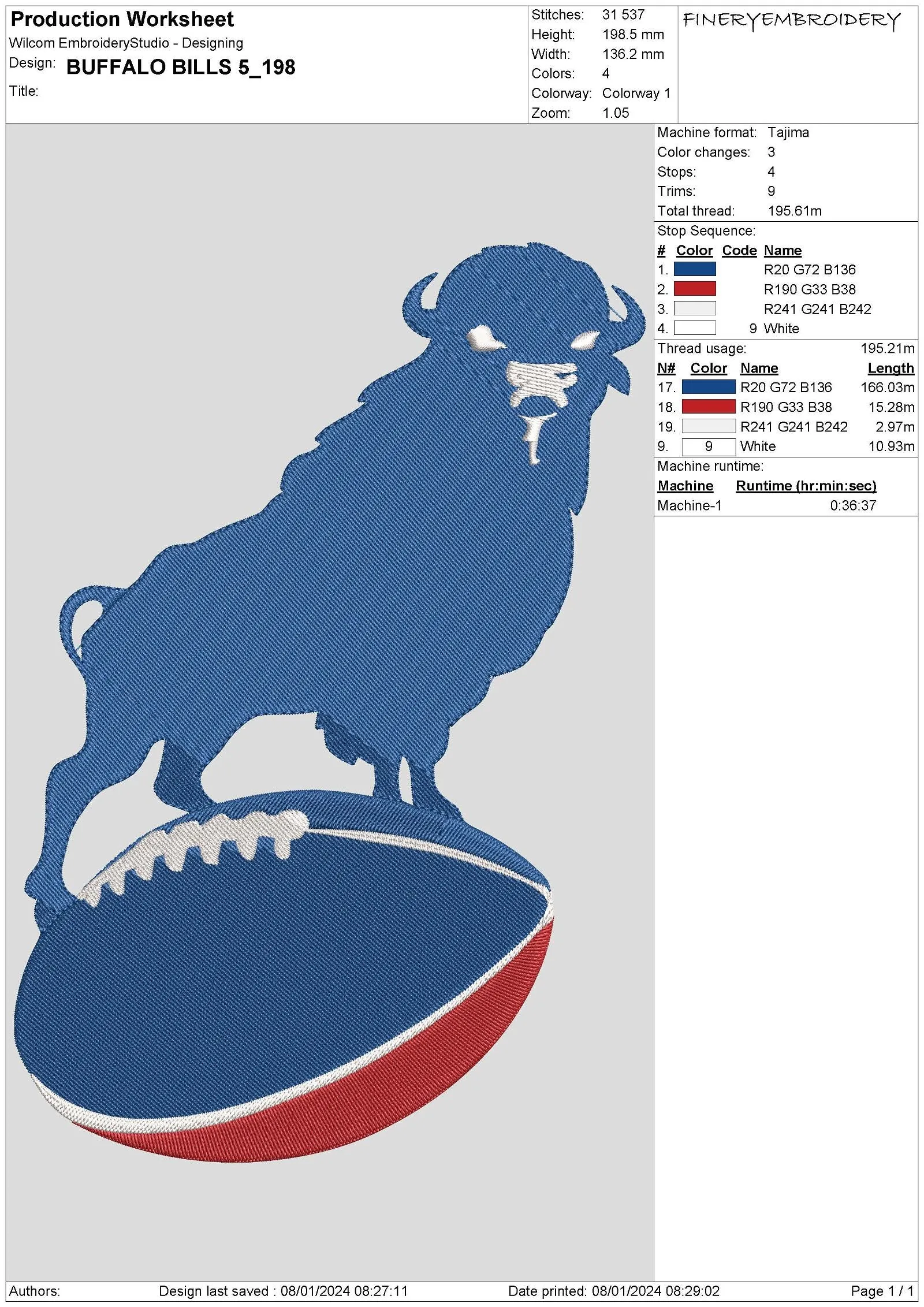 Buffalo Bills 5 : Embroidery Design