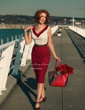 Chloe- 1950s vintage inspired colorblock dress