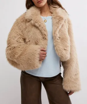 Collared Fur Cropped Coat
