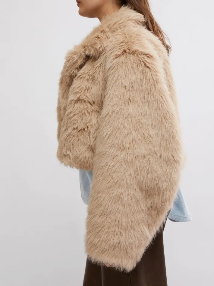 Collared Fur Cropped Coat