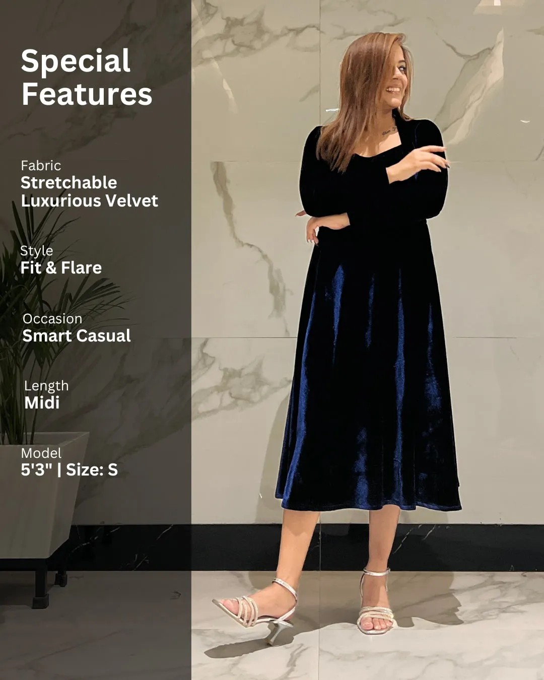 Cosmic Blue Luxurious Velvet Dress