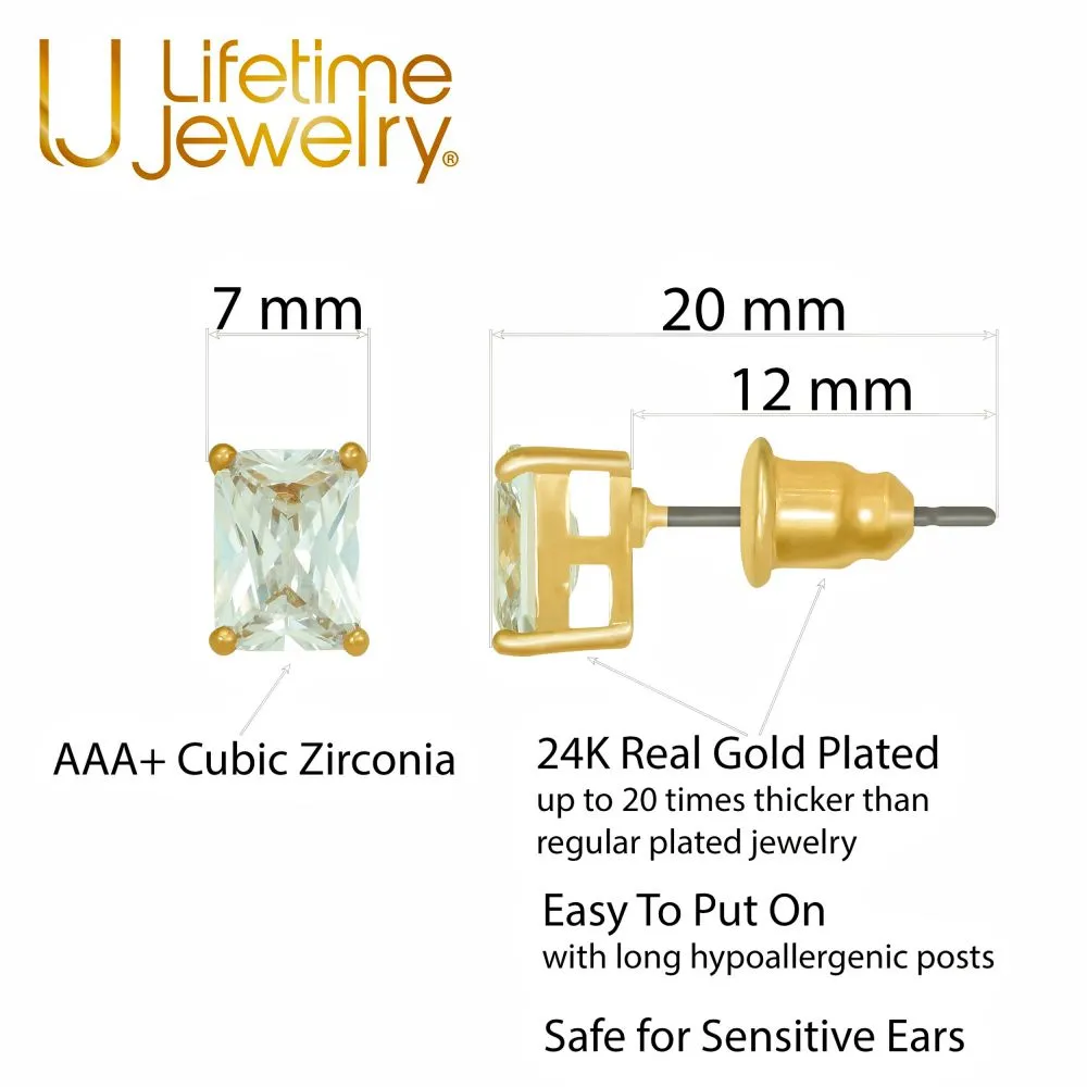 Cubic Zirconia Cube Stud Earrings