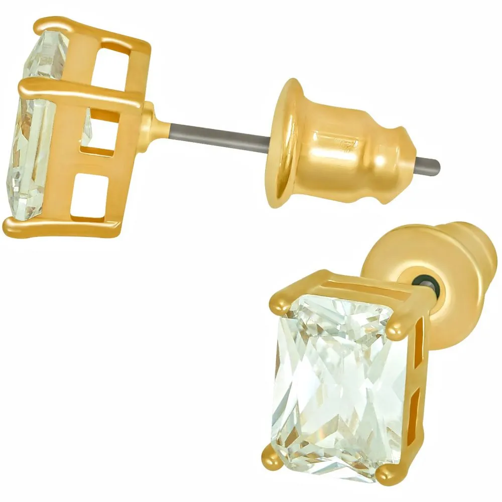 Cubic Zirconia Cube Stud Earrings