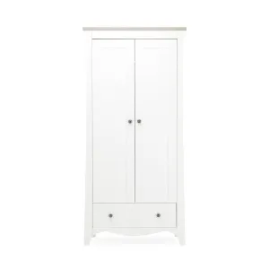 CuddleCo Clara 2-Door Double Wardrobe   - White/Ash
