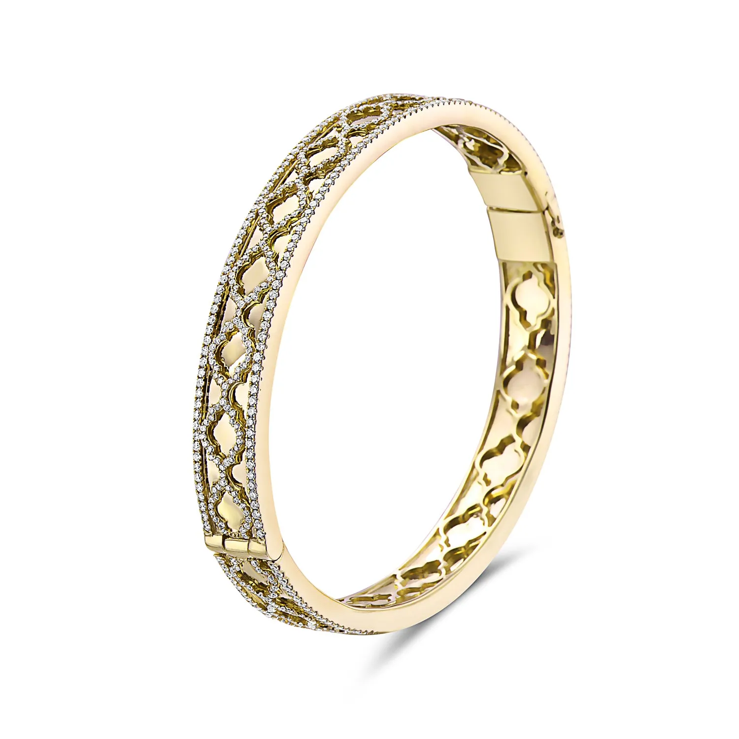 Diamond Faceted Trellis Bangle Bracelet