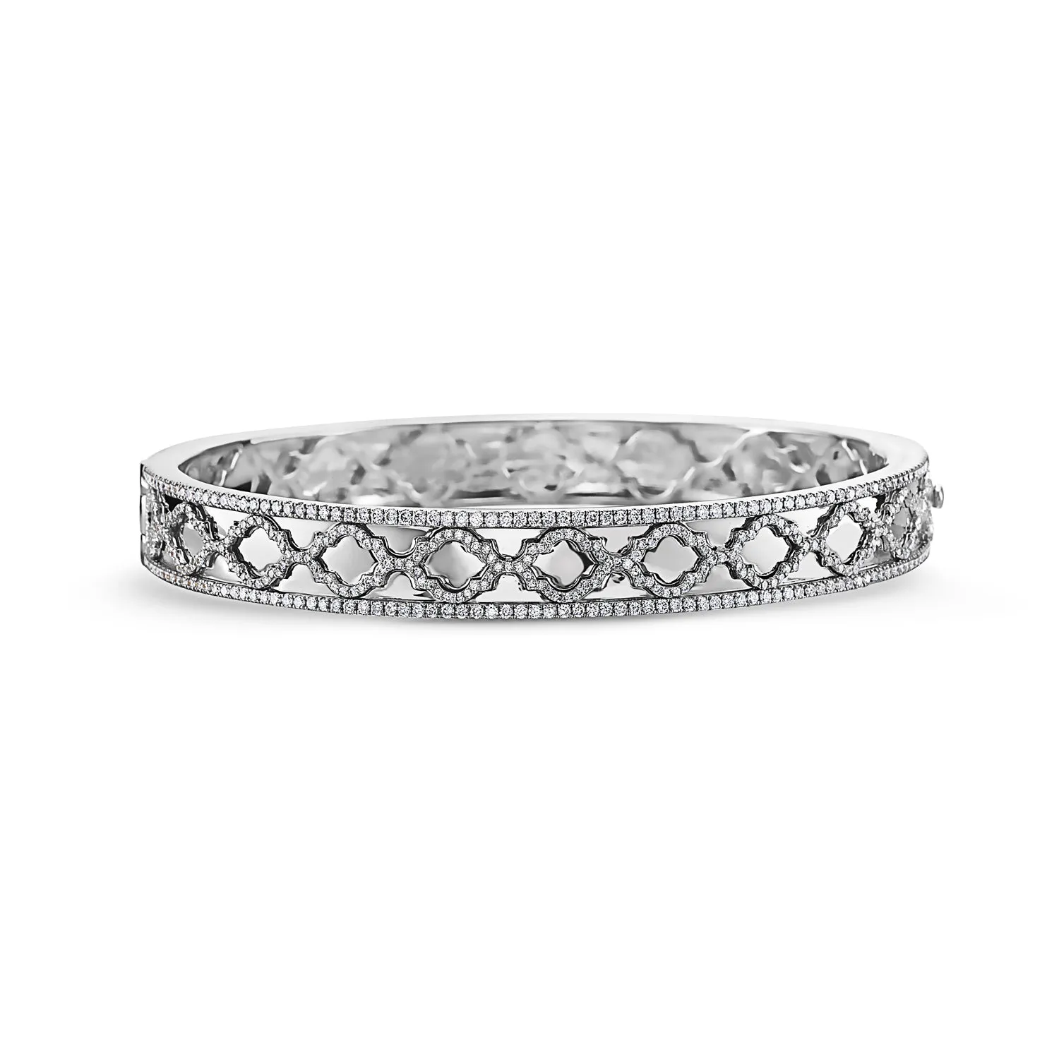 Diamond Faceted Trellis Bangle Bracelet