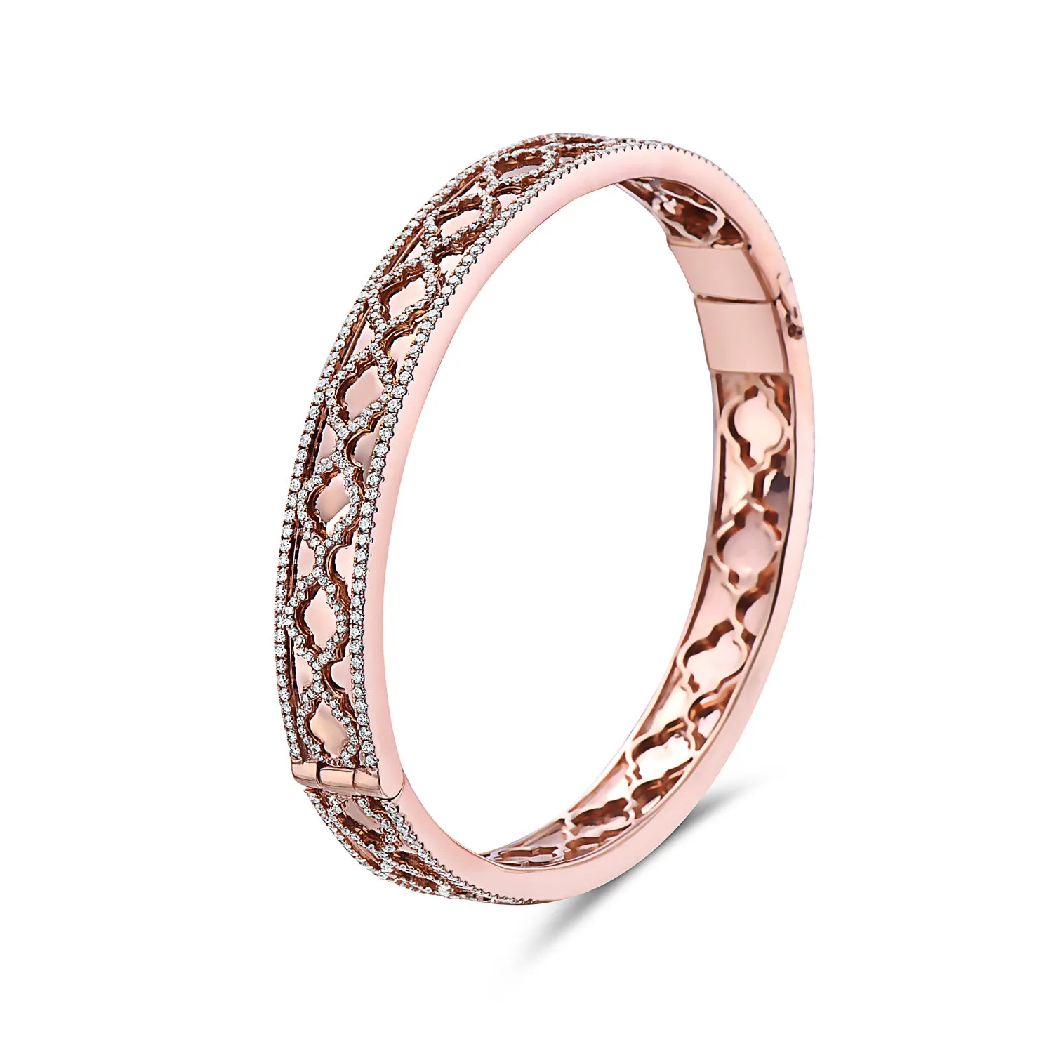 Diamond Faceted Trellis Bangle Bracelet