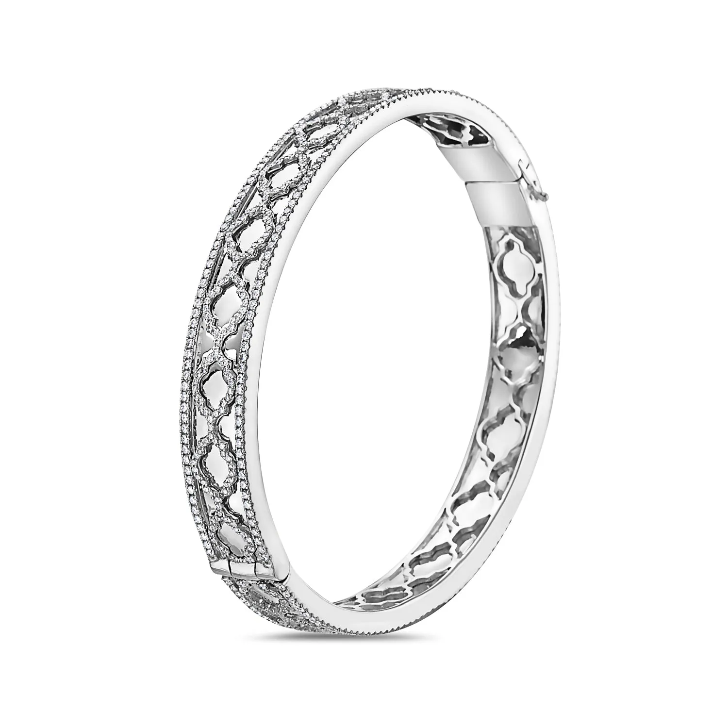 Diamond Faceted Trellis Bangle Bracelet