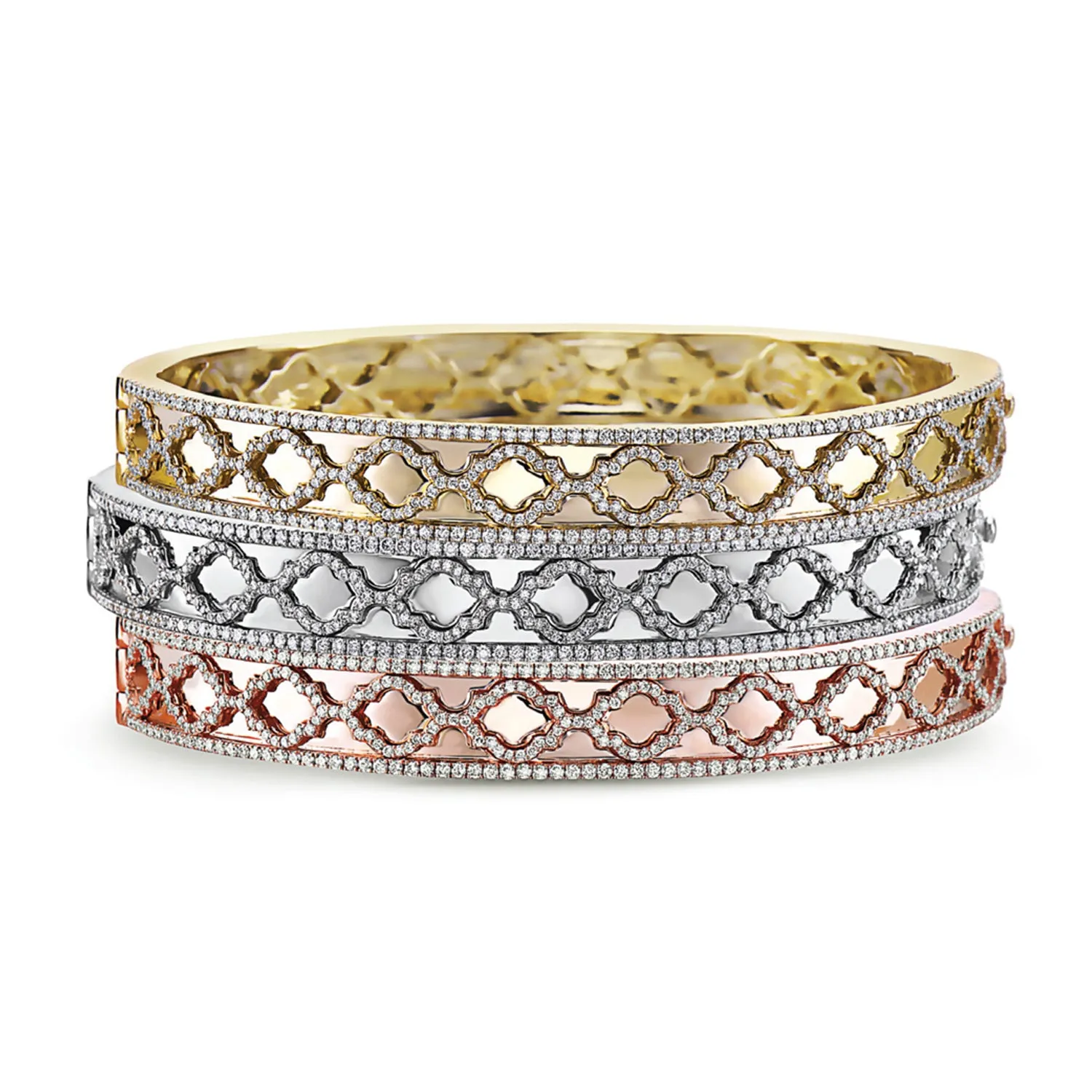 Diamond Faceted Trellis Bangle Bracelet