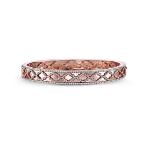 Diamond Faceted Trellis Bangle Bracelet
