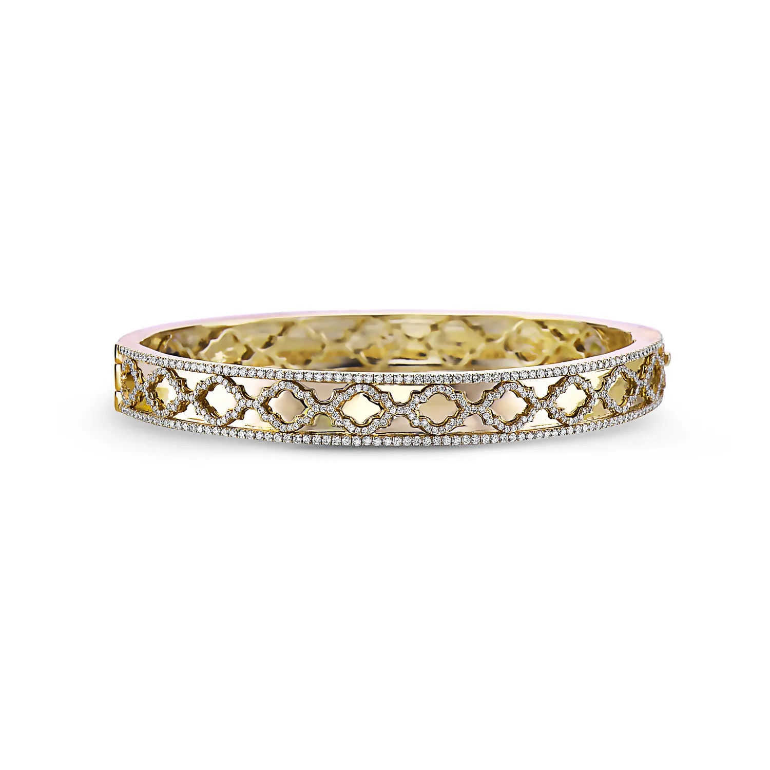 Diamond Faceted Trellis Bangle Bracelet