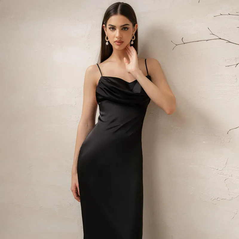 Diana Spaghetti Satin Long Dress