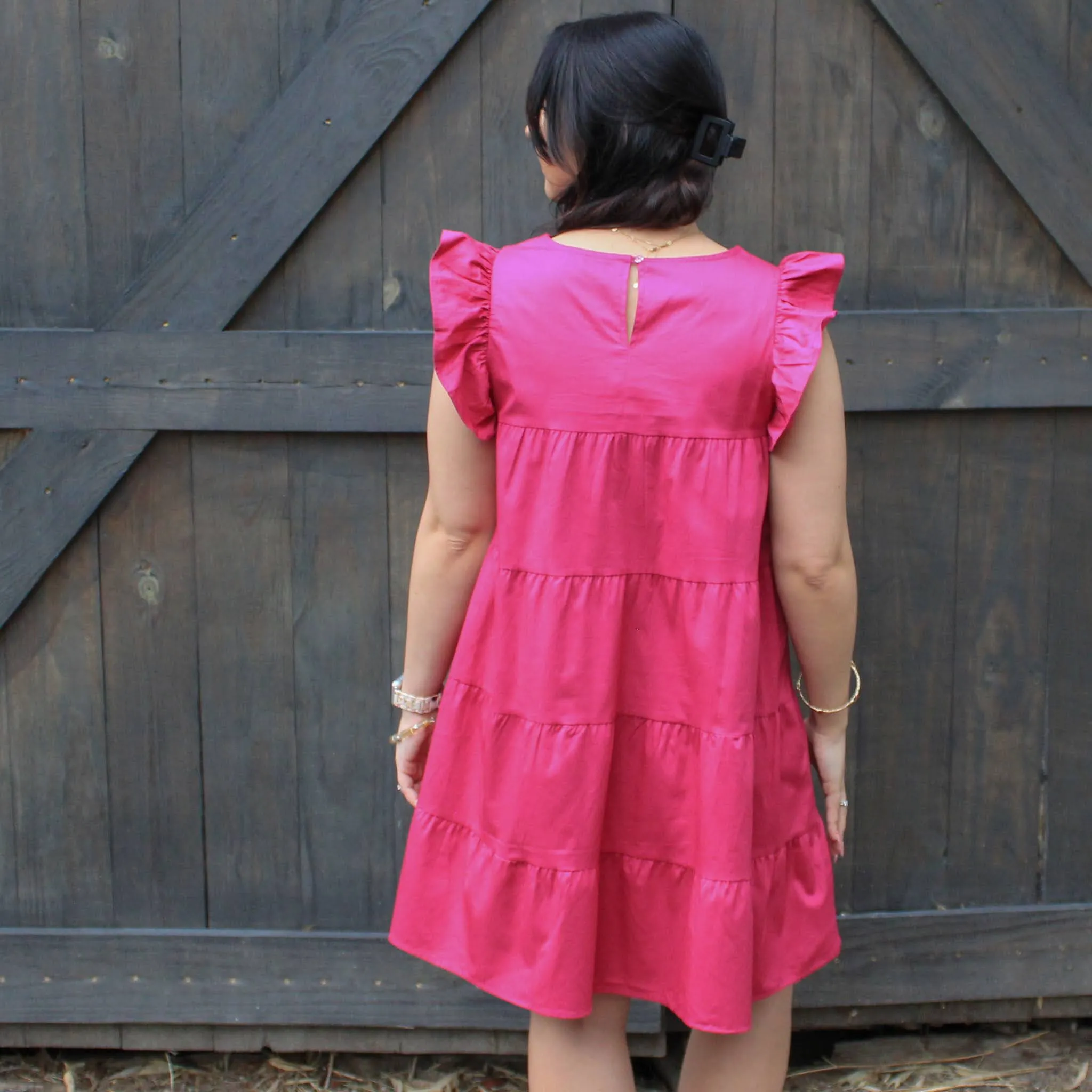 FINAL SALE Ruffled Cap Sleeve Babydoll Tiered Dress