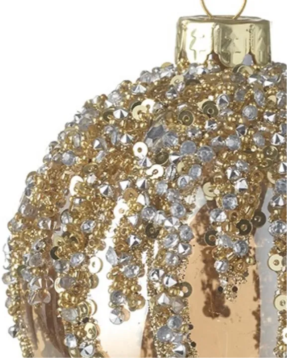 Gold Glass Bauble With Silver & Gold Glitter