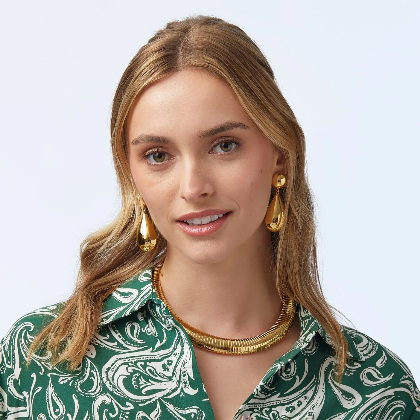 GOLD SMALL DOME TEARDROP EARRINGS