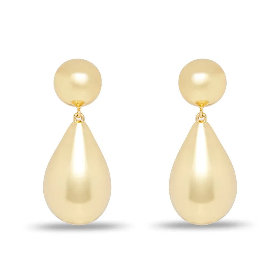 GOLD SMALL DOME TEARDROP EARRINGS
