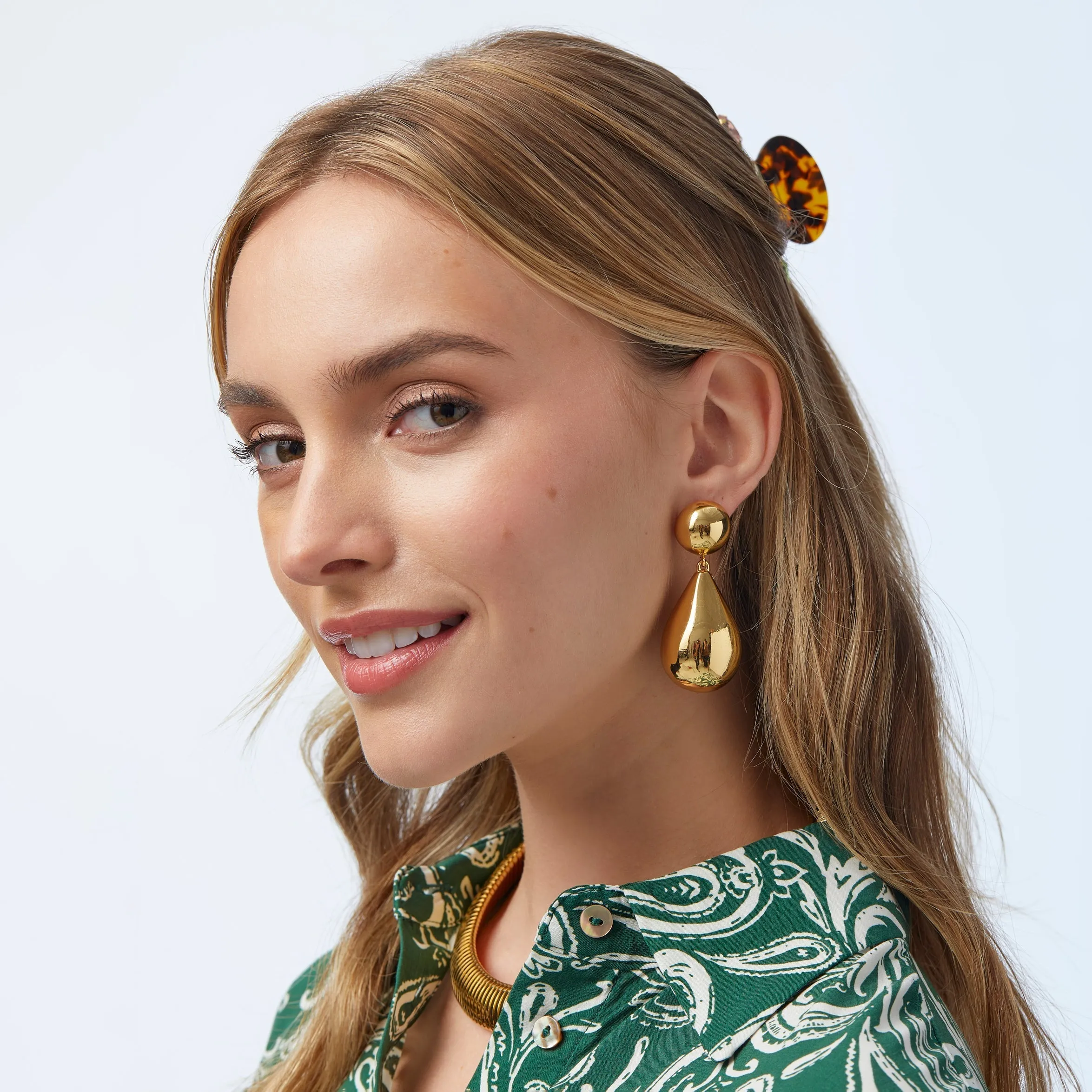 GOLD SMALL DOME TEARDROP EARRINGS