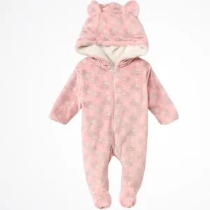 Hearts Pink Fleece Hooded Onesies