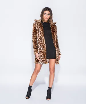 Leopard Print Faux Fur Coat