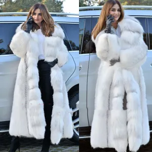 Luna Women's Long White Faux Fur Coat