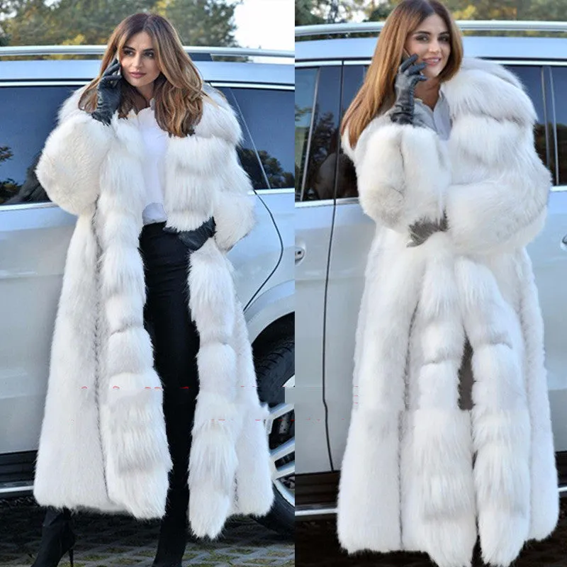 Luna Women's Long White Faux Fur Coat