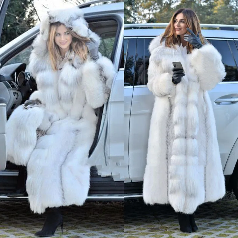 Luna Women's Long White Faux Fur Coat