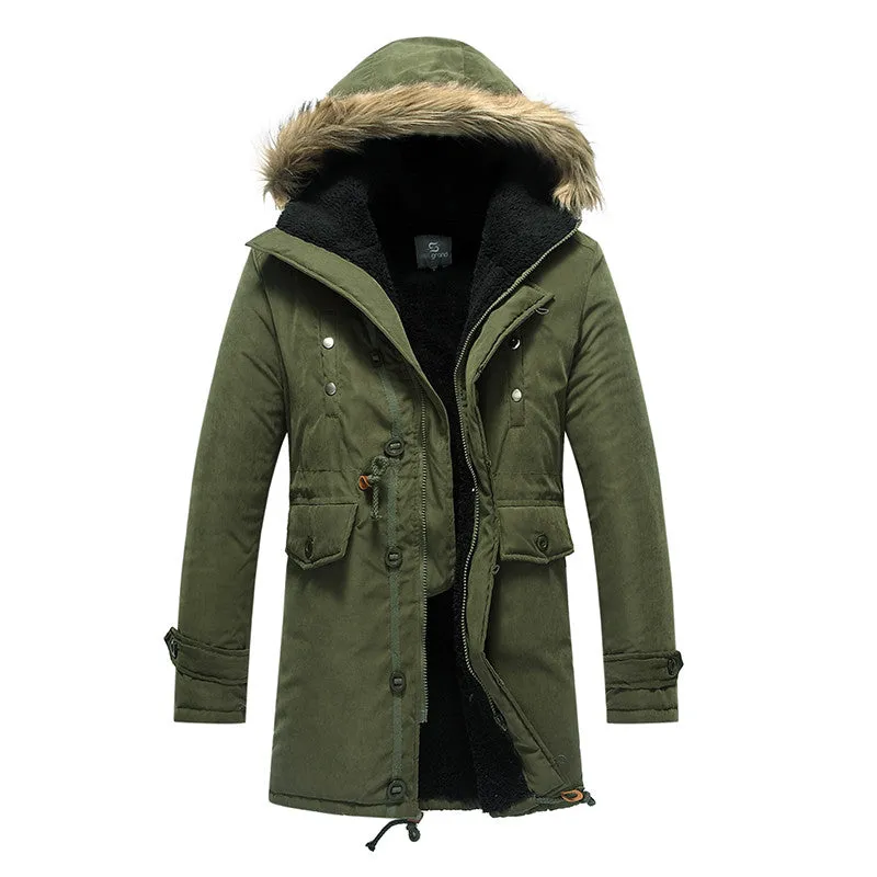 Men's Casual Thick Warm Middle-Long Parka