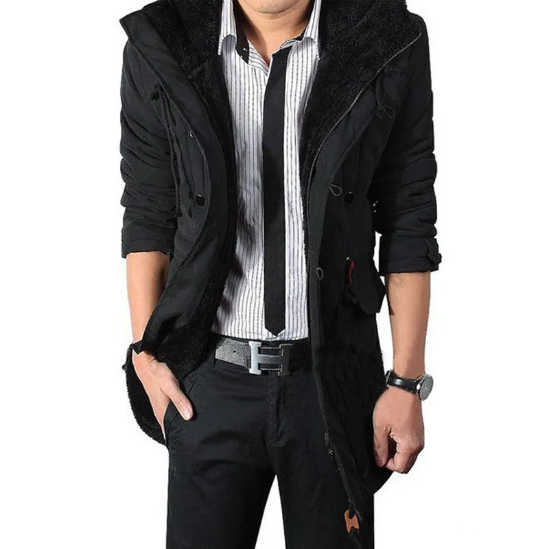 Men's Casual Thick Warm Middle-Long Parka