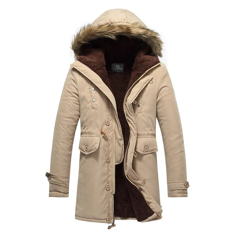 Men's Casual Thick Warm Middle-Long Parka