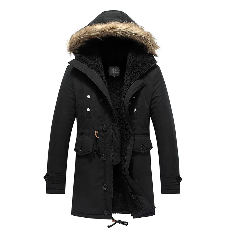 Men's Casual Thick Warm Middle-Long Parka