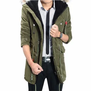 Men's Casual Thick Warm Middle-Long Parka