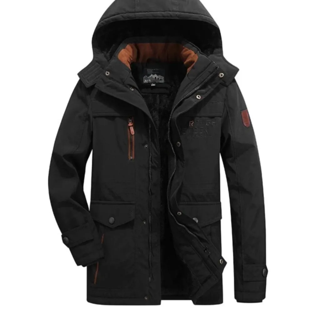 Men's Winter Casual Warm Polyester Hooded Parka