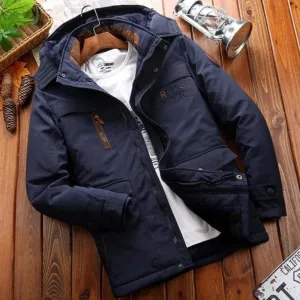 Men's Winter Casual Warm Polyester Hooded Parka