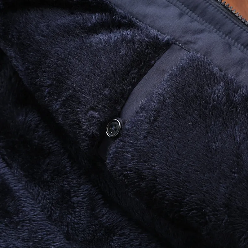 Men's Winter Casual Warm Polyester Hooded Parka