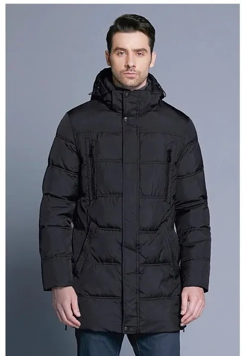Men's Winter Warm Windproof Casual Medium Long Parka