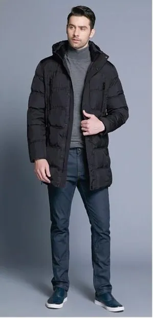 Men's Winter Warm Windproof Casual Medium Long Parka