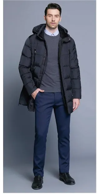Men's Winter Warm Windproof Casual Medium Long Parka