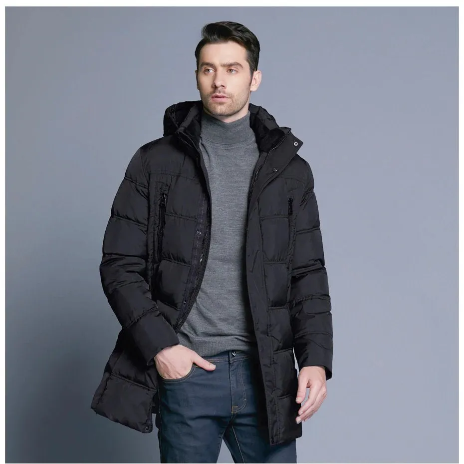 Men's Winter Warm Windproof Casual Medium Long Parka